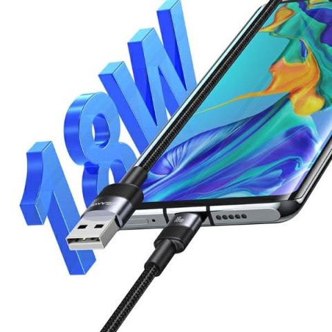 USAMS Kabel USB na USB-C 3A 1.2mFast Charging stalowy/tarnish SJ718USBSG01 (US-SJ718)