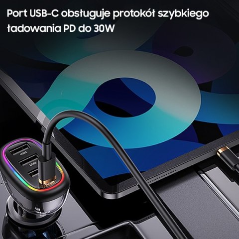 USAMS Ład. sam. 1xUSB-C 3xUSB-A C34 48W3A+C PD Fast Charge czarny/black CC170CC01 (US-CC170)