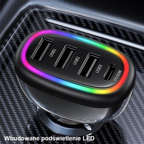 USAMS Ład. sam. 1xUSB-C 3xUSB-A C34 48W3A+C PD Fast Charge czarny/black CC170CC01 (US-CC170)