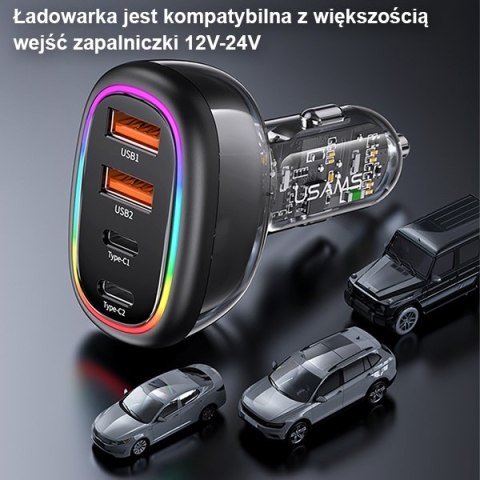 USAMS Ład. sam. 1xUSB-C 3xUSB-A C34 48W3A+C PD Fast Charge czarny/black CC170CC01 (US-CC170)