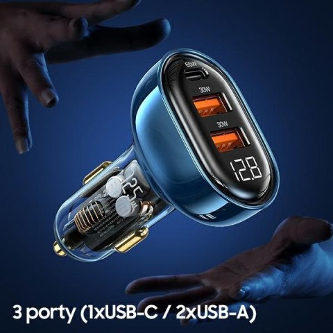 USAMS Ład. sam. 2xUSB+1xUSB-C 125WFast Charge transparent black CC158CC01 (US-CC158)