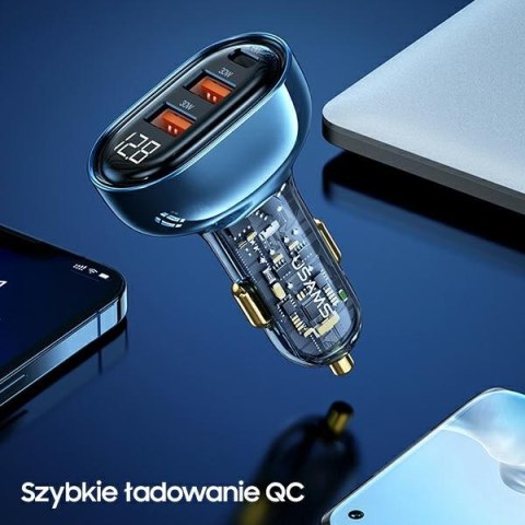 USAMS Ład. sam. 2xUSB+1xUSB-C 125WFast Charge transparent black CC158CC01 (US-CC158)