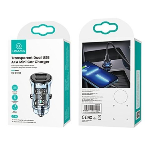 USAMS Ład. sam. C31 3A 2xUSB-AFast Charge niebieski/blue CC162CC02 (US-CC162)