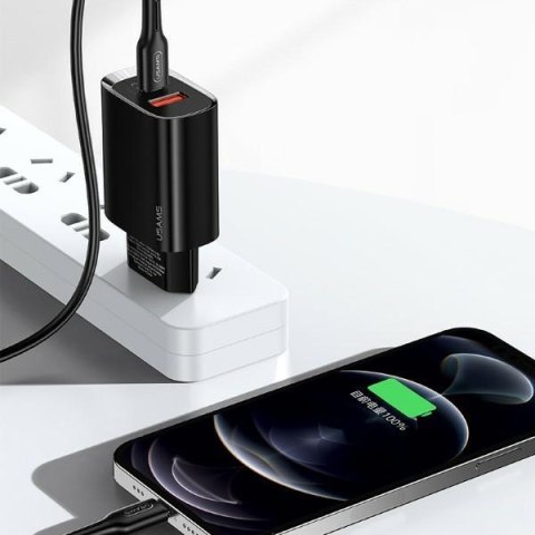 USAMS Ład. siec. 1xUSB-C+1xUSB T35 20W(only head) PD3.0 +QC3.0 Fast Charging czarny/black CC121TC02 (US-CC121)