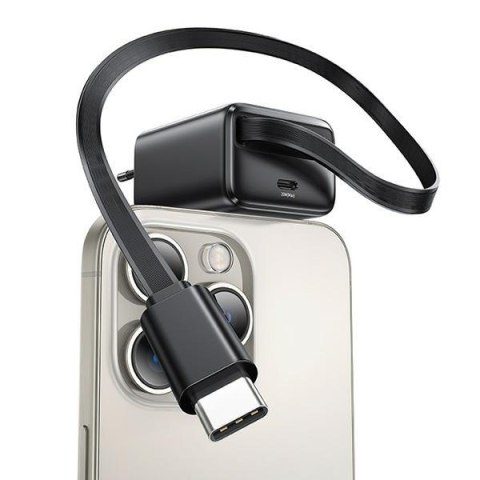USAMS Ład. siec. 1xUSB-C ze zwijanymkablem USB-C Retractable PD+QC 20W Gan Fast Charging biały/white YC Series CC233TC02 (US-CC2