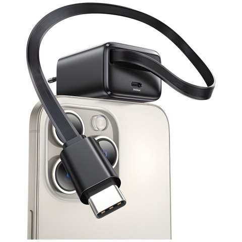USAMS Ład. siec. 1xUSB-C ze zwijanymkablem USB-C Retractable PD+QC 30W Gan Fast Charging czarny/black YC Series CC241TC01 (US-CC
