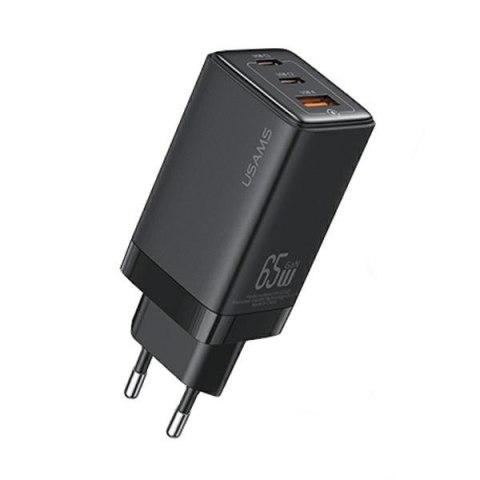 USAMS Ład. siec. 2xUSB-C+1xUSB 65W(only head) GaN PD3.0 +QC3.0 Fast Charging czarny/black Sandru Series CC180TC01 (US-CC180)