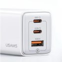 USAMS Ład. siec. 2xUSB-C+1xUSB 65W(only head) GaN PD3.0 +QC3.0 Fast Charging czarny/black Sandru Series CC180TC01 (US-CC180)