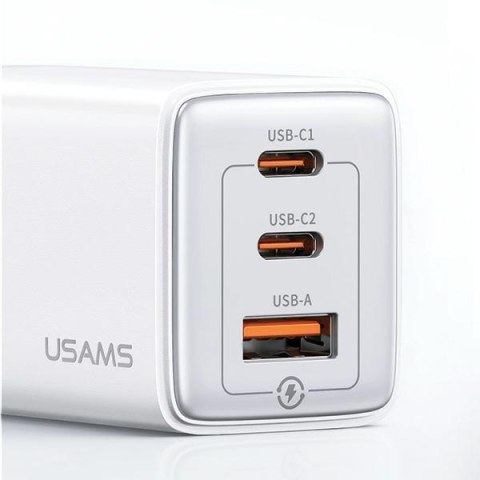 USAMS Ład. siec. 2xUSB-C+1xUSB 65W(only head) GaN PD3.0 +QC3.0 Fast Charging czarny/black Sandru Series CC180TC01 (US-CC180)