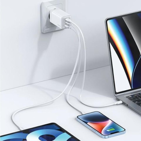USAMS Ład. siec. 2xUSB-C+1xUSB 65W(only head) GaN PD3.0 +QC3.0 Fast Charging czarny/black Sandru Series CC180TC01 (US-CC180)