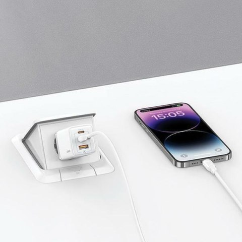 USAMS Ład. siec. 2xUSB-C+1xUSB 65W(only head) GaN PD3.0 +QC3.0 Fast Charging czarny/black Sandru Series CC180TC01 (US-CC180)