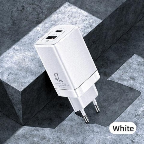 USAMS Ład. siec. T41 USB-C+USB GaN 47WPD+QC (only head) Fast Charging biały/white CC137TC02 (US-CC137)