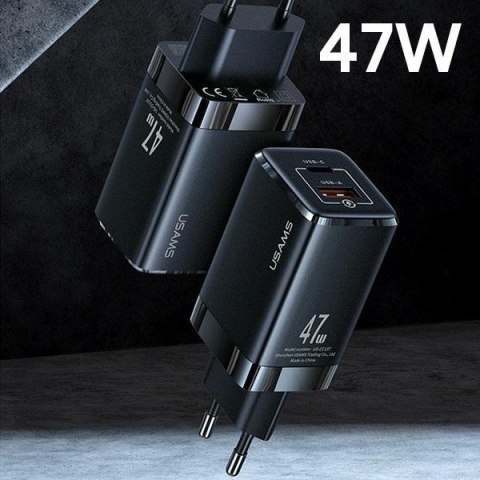 USAMS Ład. siec. T41 USB-C+USB GaN 47WPD+QC (only head) Fast Charging biały/white CC137TC02 (US-CC137)