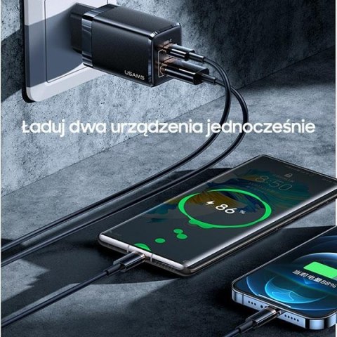 USAMS Ład. siec. T41 USB-C+USB GaN 47WPD+QC (only head) Fast Charging biały/white CC137TC02 (US-CC137)