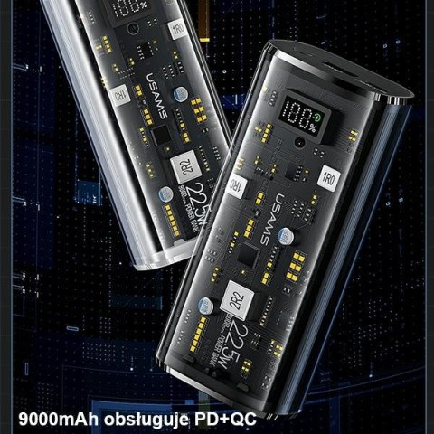 USAMS Powerbank 9000mAh PD 20WQC3.0+PD Dual-Port Fast Charge biały/white 10KCD18902 (US-CD189)