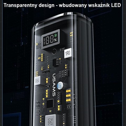 USAMS Powerbank 9000mAh PD 20WQC3.0+PD Dual-Port Fast Charge czarny/black 10KCD18901(US-CD189)