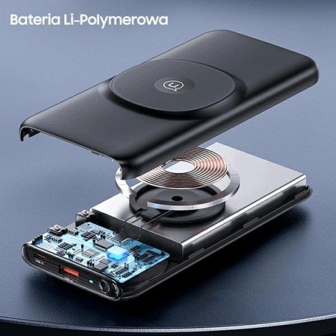 USAMS Powerbank PB62 10000mAh 20WQC3.0+PD Magnetic Wireless Fast Charge czarny/black 10KCD17101 (US-CD171)