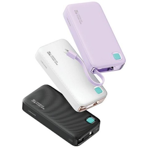 USAMS Powerbank ze zwijanym kablem USB-CRetractable 10000 mAh PD 20W Fast Charge XY Series biały/white 10KCD22402 (US-CD224)