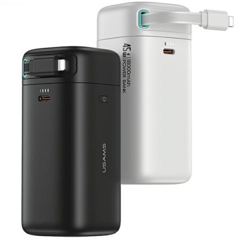 USAMS Powerbank ze zwijanym kablemRetractable Lightning 18000 mAh PD45W Fast Charge XMF Series czarny/black 20KCD21701 (US-CD217