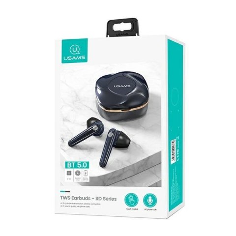 USAMS Słuchawki Bluetooth 5.0 TWS SDseries bezprzewodowe niebieski/gem blue BHUSD02