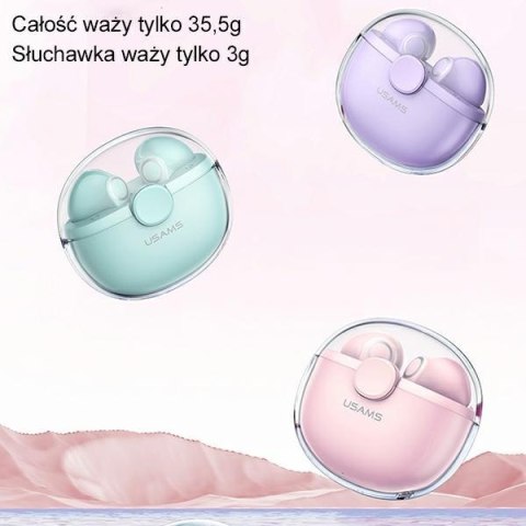 USAMS Słuchawki Bluetooth 5.1 TWS BUseries bezprzewodowe fioletowy/purple BHUBU02