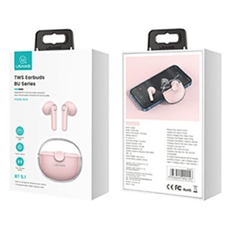 USAMS Słuchawki Bluetooth 5.1 TWS BUseries bezprzewodowe różowy/pink BHUBU04
