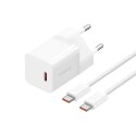 Ładowarka Baseus GaN5 mini 1C 30W EU+kabel USB-C (moon white)