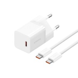 Ładowarka Baseus GaN5 mini 1C 30W EU+kabel USB-C (moon white)