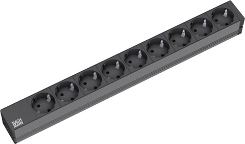 Bachmann 9x Schuko, 2m rozgałęziacz 9 x gniazdo sieciowe Czarny