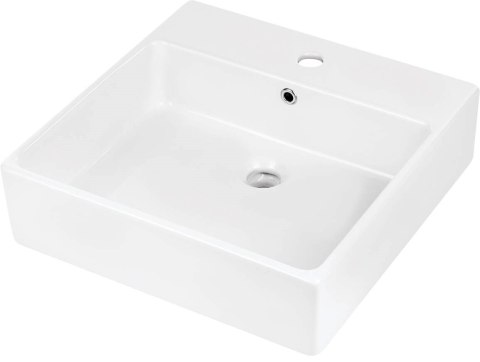 Umywalka ceramiczna Deante TEMISTO CDT_6U5S nablatowa/ścienna z miejscem na baterię - 50x50 cm biała
