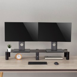 Podstawka na dwa monitory - podwójna Maclean, max. 20kg, hartowane szkło, (1029x285x127mm), MC-936