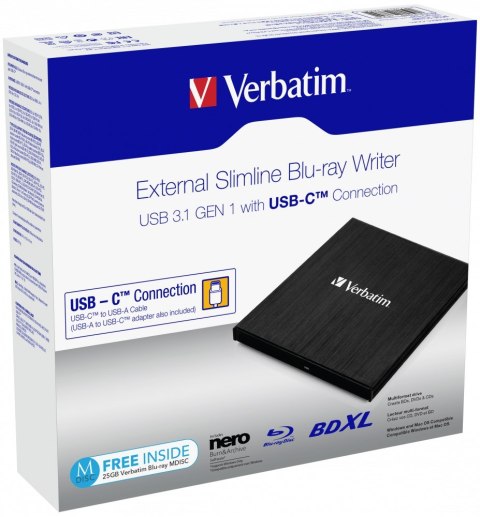VERBATIM NAPĘD ZEWNĘTRZNY BLU-RAY X4 USB-C 3.1 43889