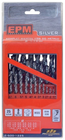 ZESTAW WIERTEŁ HSS DO METALU 1-13MM 25SZT.