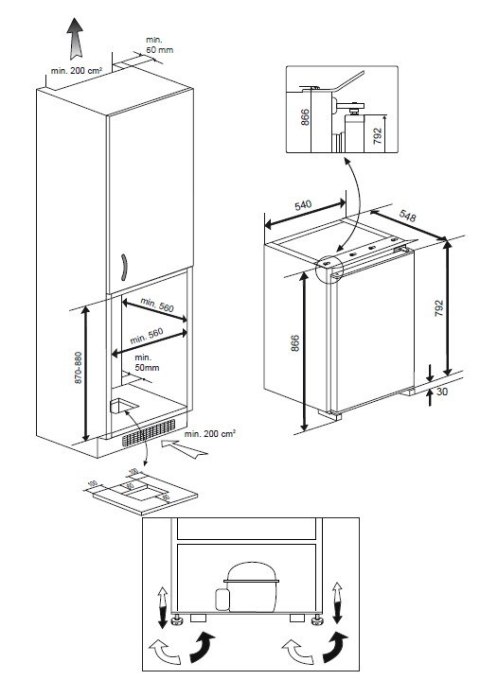 Chłodziarko-zamrażarka Beko B1854N wbudowana 110 l klasa E biały