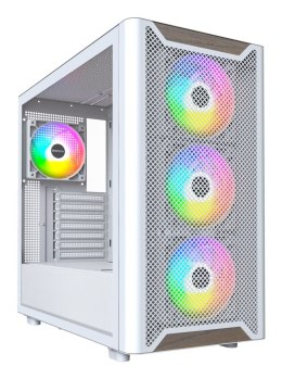 Drewniana obudowa PC Montech XR, Midi-Tower, ATX, ARGB, Szkło hartowane - biała