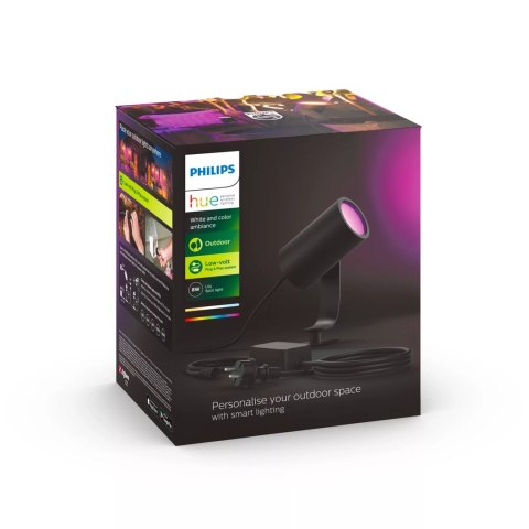 HUE LILY czarny reflektor ogrodowy LED 8W 2000-6500K 600LM RGB WCA IP65 ALUMINIUM