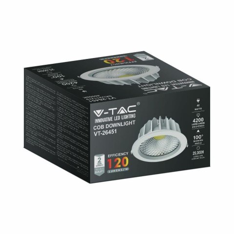 Oprawa LED V-TAC Downlight VT-26451 40W COB 120Lm/W 6000K 4200lm (SKU 211280) Biały