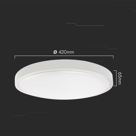 Plafon V-TAC 36W LED Okrągły 35cm Natynkowy Pilot Czujnik Ruchu IP44 Biały VT-8630S 4000K 3820lm