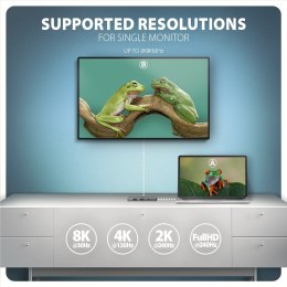 Axagon HMC-5H8K USB 5Gbps hub 2x USB-A USB-C HDMI 8k/30Hz PD 100W kabel USB-C Przewodowa USB 3.2 Gen 1 (3.1 Gen 1) Type-C Szary