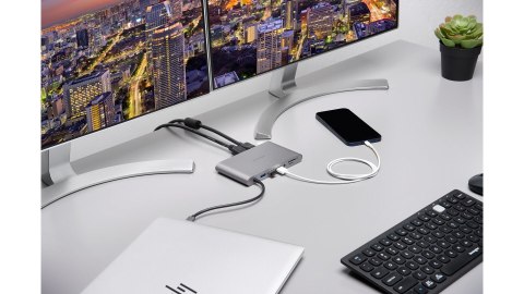 Kensington Przenośna stacja dokująca UH1440P, USB-C, 5 Gb/s, podwójne wideo, nie wymaga sterowników, zasilanie