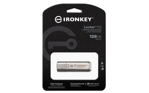 Kingston Technology IronKey Locker+ 50 pamięć USB 128 GB USB Typu-A 3.2 Gen 1 (3.1 Gen 1) Srebrny