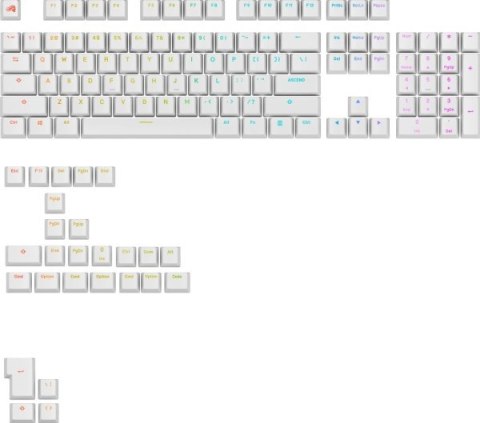 Glorious Podświetlane GPBT, układ ANSI (USA), PBT, Dye-Sub - biały
