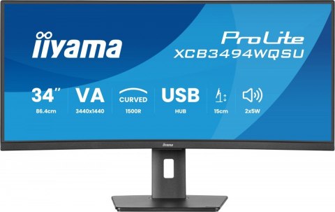 Monitor 34 cali XCB3494WQSU-B1 VA,UWQHD,1500R,2xHDMI,DP,2xUSB,2xUSB-C