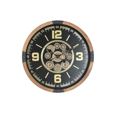 Zegar Ścienny Home ESPRIT Czarny Naturalny Szkło drewno sosnowe Loft 63,5 X 8 X 63,5 CM