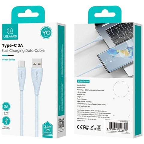 Kabel USAMS Green Series SJ714 18W 3A USB-A do USB-C 1m różowy