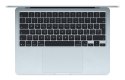 Apple MacBook Air Apple M M4 Laptop 34,5 cm (13.6") 16 GB 256 GB SSD Wi-Fi 6E (802.11ax) macOS Sequoia Niebieski