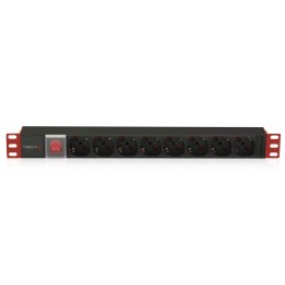 Listwa Zasilająca Rack 1U 8x Schuko/UNEL, Kabel C20 3m, 16A