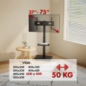 ERGO OFFICE STAND / WÓZEK DLA TV, MAX. OBCIĄŻENIE 50KG / 5KG PÓŁKA, MAX. VESA 600X400, WBUD. LISTWA ZASIL., CZARNY ER-304 B