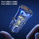 USAMS Ład. sam. 1xUSB+1xUSB-C C32 30WFast Charge niebieski/blue CC164CC02 (US-CC164)
