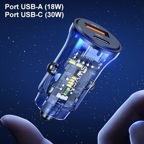 USAMS Ład. sam. 1xUSB+1xUSB-C C32 30WFast Charge niebieski/blue CC164CC02 (US-CC164)